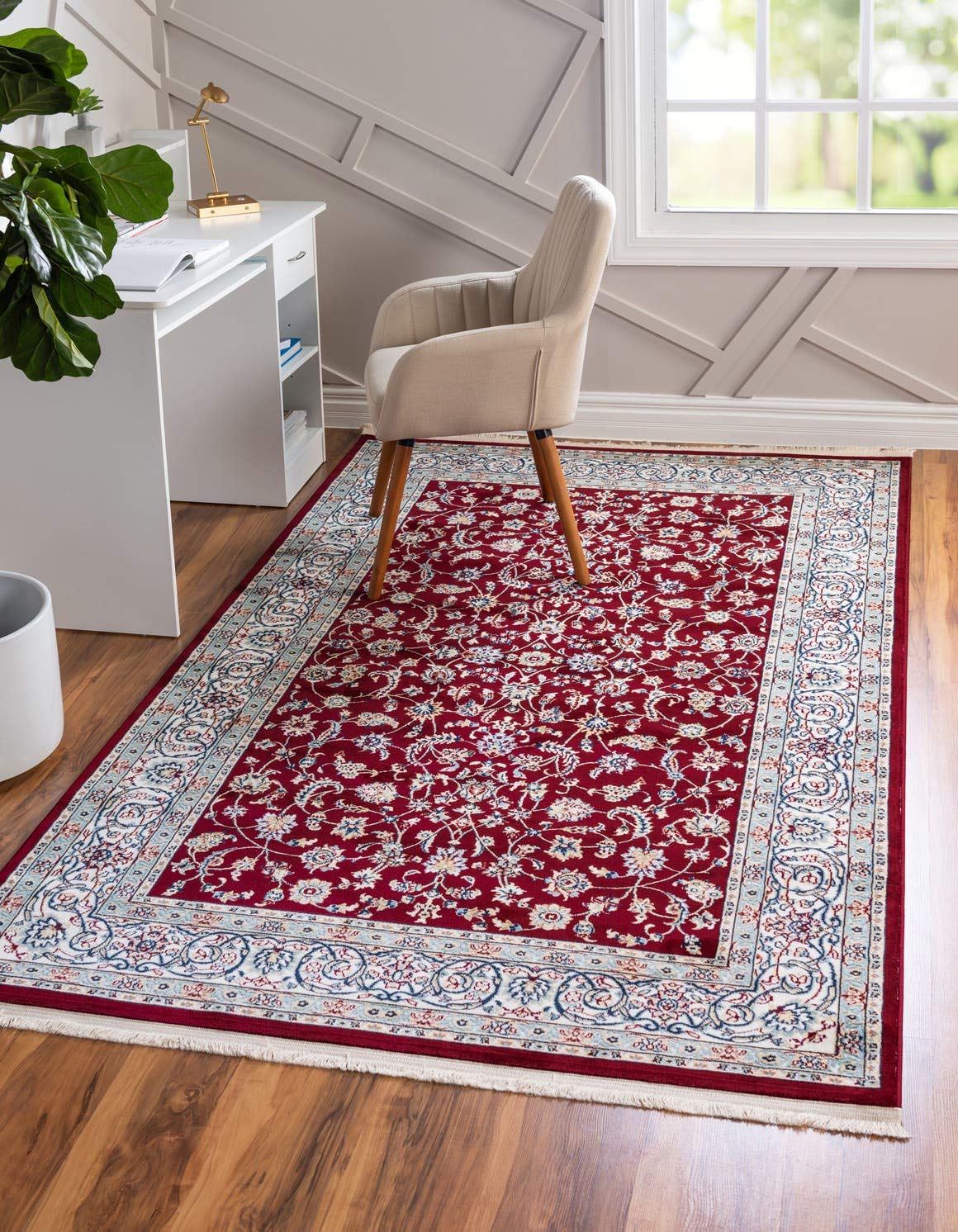 Unique Loom Narenj Collection Area Rug - Leeds (3 x 5 1 Rectangle, Burgundy/ Beige)