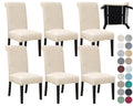 Springrico 6 Pack Dining Room Chair Covers With Seat Belt, Stretch Parsons Chair Slipcover Washable Kitchen Dining Chair Cover R