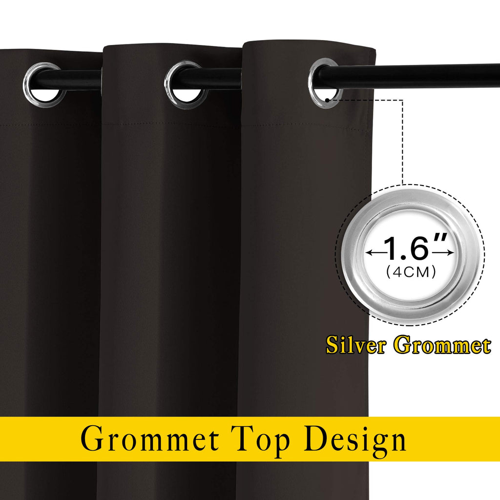 Nicetown Blackout Thick Window Curtains - (W52 X L120, Brown, 2 Panels) Thermal Insulated Grommet Drape Longer Panels For Bedroo