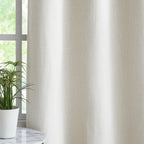 Full Blackout Rustic Curtains For Bedroom, White, Vintage Burlap Linen Textured Privacy Window Treatment Light Blocking Energy E