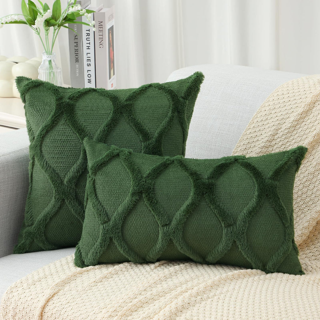 Decoruhome Spring Throw Pillow Covers 16X16 Inch Set Of 2, Soft Plush Faux Fur Wool Forest Elf Couch Pillow Covers, Decorative Pillow Cases For Bed Sofa Living Room Home Decor