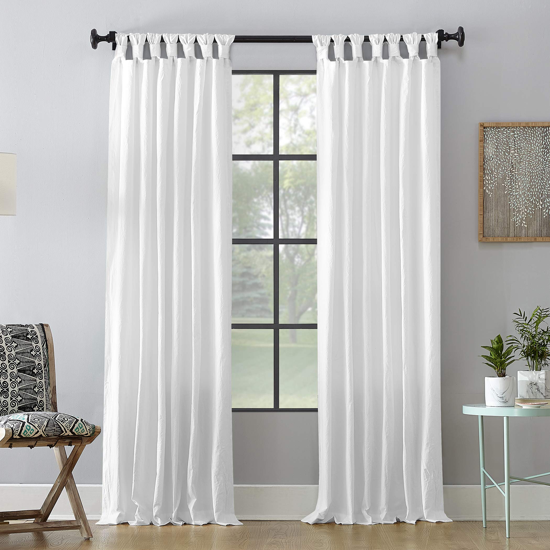 Archaeo Washed Cotton Twist Tab Curtain, 52 x 95, White