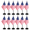 12 Pack Usa Desk Flags Set, American Us Small Mini Table Office Flags With 12' Solid Black Pole, 8.2 X 5.5 Inches, Home And Off