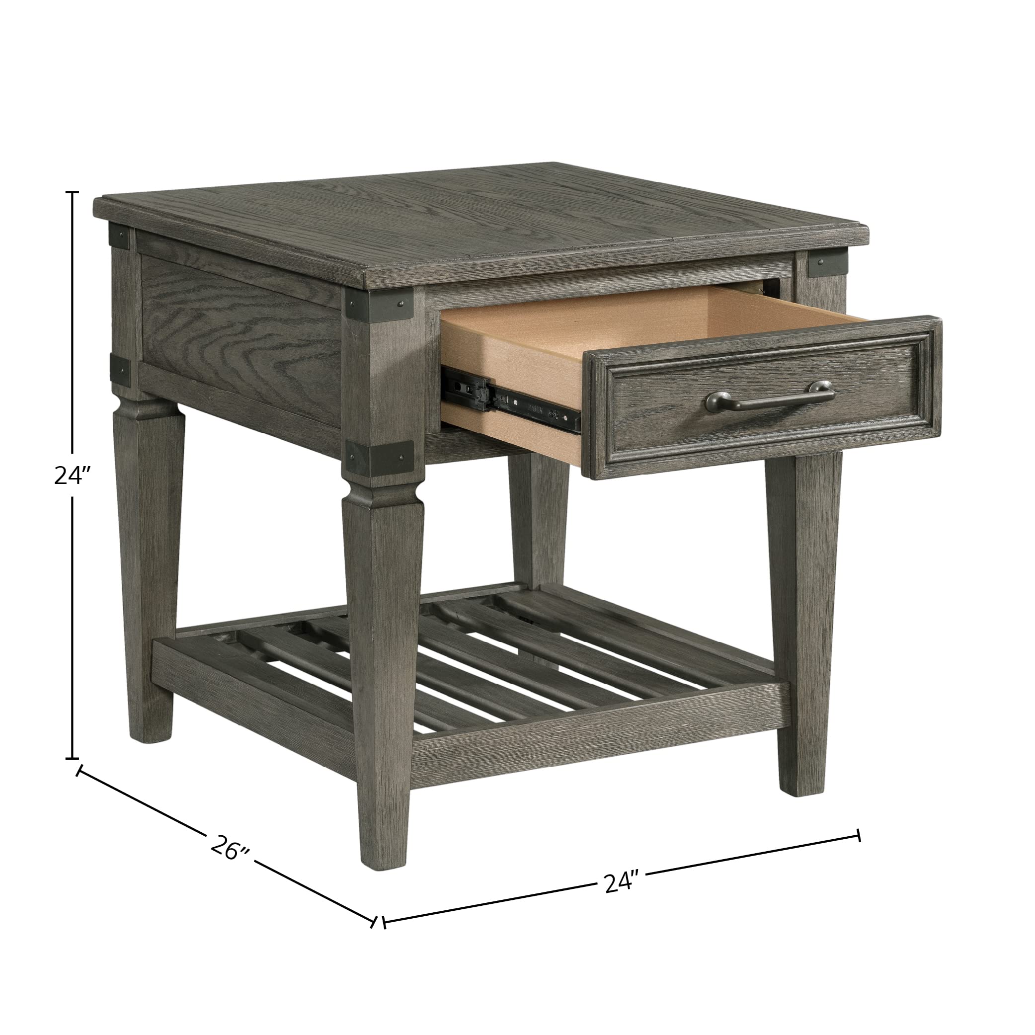 Intercon Foundry 24" Wide Drawer and Shelf, Brushed Pewter End/Side/Nesting Tables