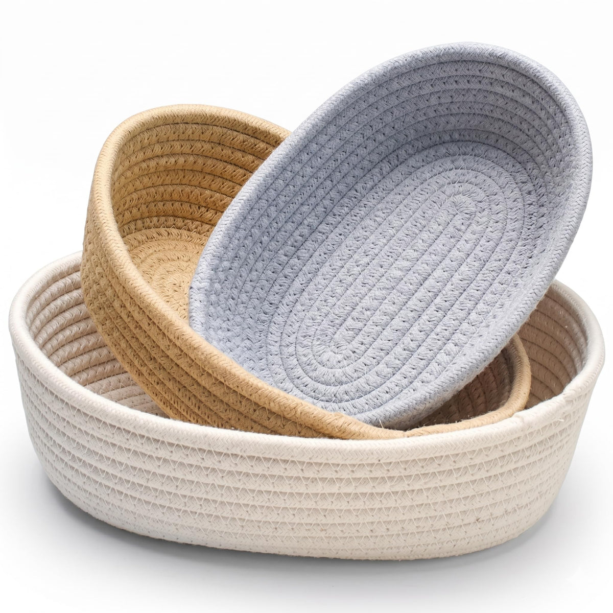 JuteifyHandwoven Braided Natural Jute Oval Baskets Storage Box Planter Basket, For Kitchen And Office (Multi, 2.7X5.5X9.4 Inche