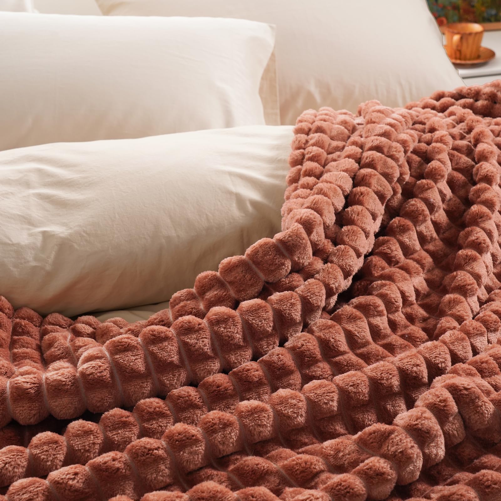 Phf 3D Clipped Fleece Blanket Twin Size For Bed-380Gsm Super Soft Warm Blanket For Fall And Winter, No Pilling, No Shedding, Lig