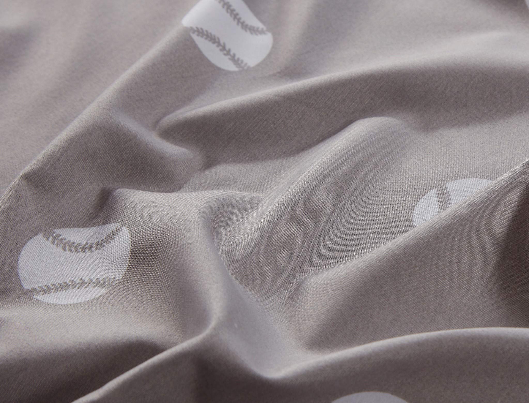 Chezmoi Collection 3-Piece Kids/Teens Sports Sheet Set - Soft Microfiber Gray White Baseball, Twin Xl Size