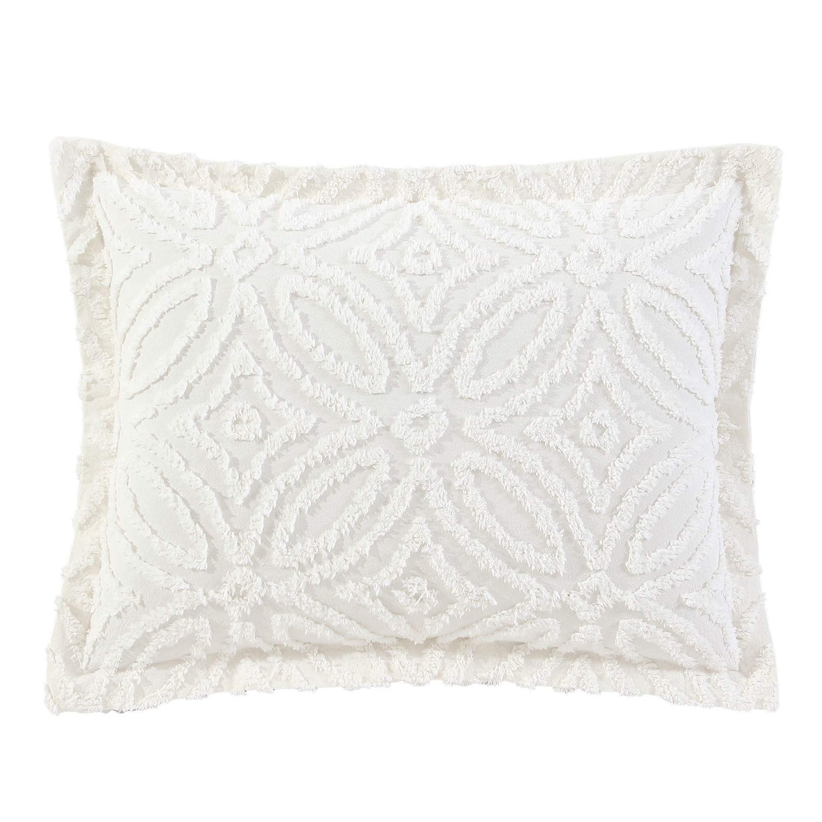 Beatrice Home Fashions Wedding Ring Chenille Bedspread, Standard Sham, Ivory