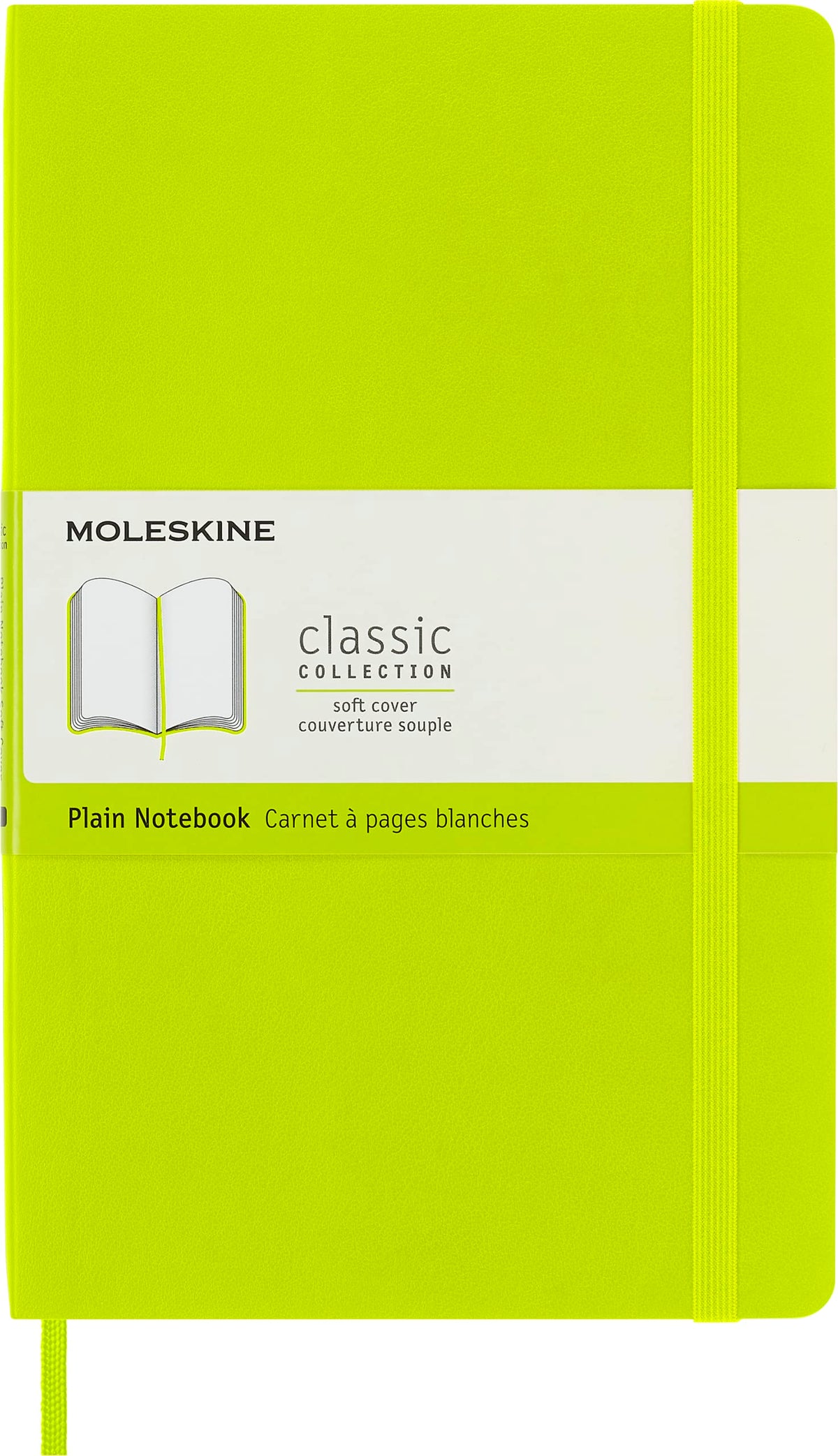 Moleskine Classic Notebook, Soft Cover, Large (5' X 8.25') Plain/Blank, Lemon Green, 192 Pages