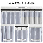 Miulee Chambray Blue Pinch Pleated 100% Blackout Linen Curtains 90 Inch Length 2 Panels Set, Pleat Curtain With Pin Hooks, Black