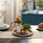 Hanobe Candle Plate Holder Tray: Round Wooden Decorative Candle Plate Small Farmhouse Table Centerpiece Rustic Wood Tealight Pil
