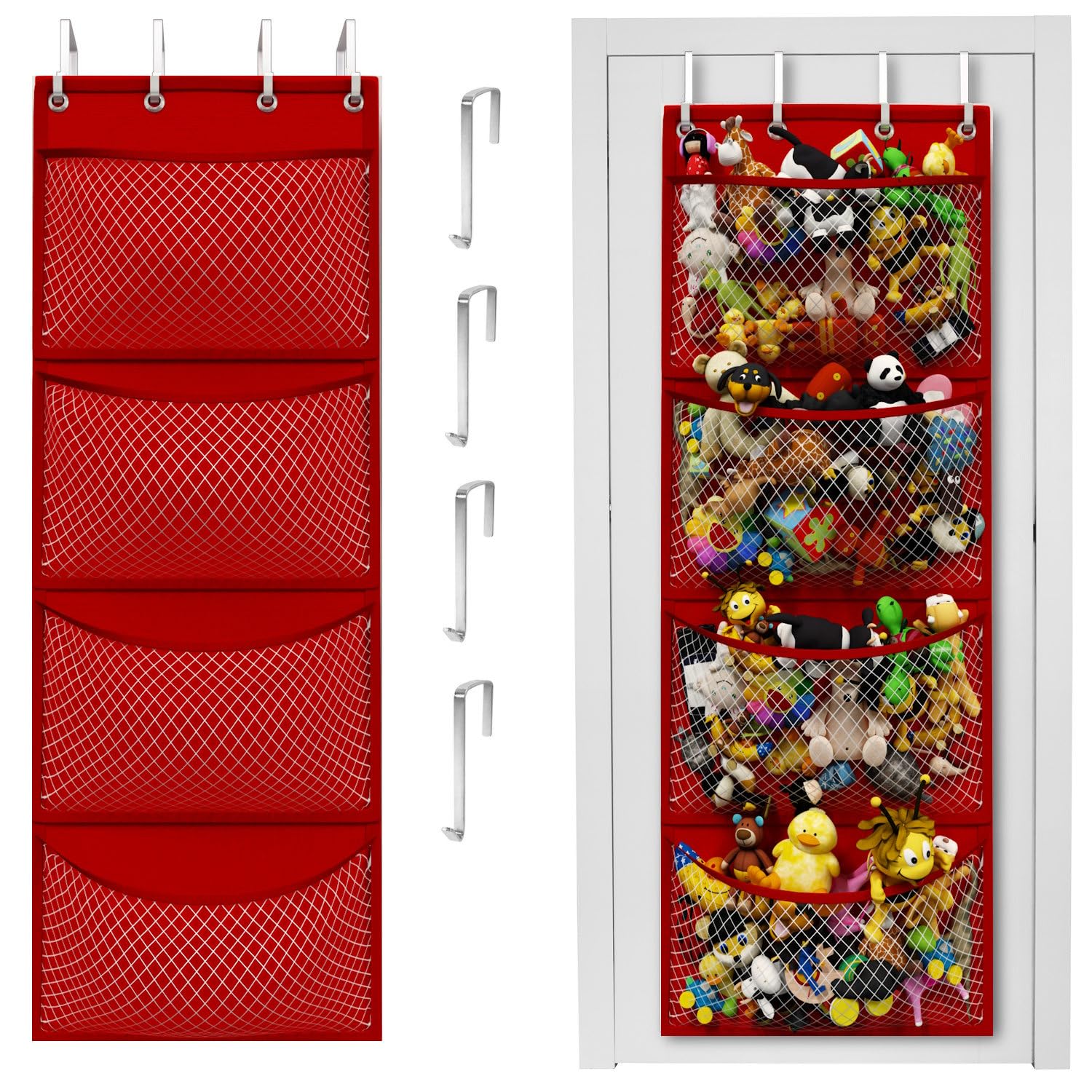 Honeyera Storage for Stuffed Animal - Over Door Organizer for Stuffies, Baby Accessories, and Toy Plush organizer/Easy Installat