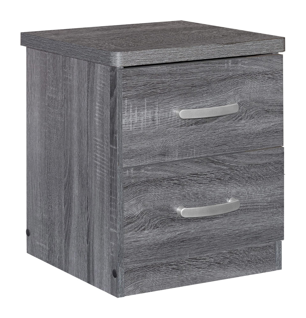 Better Home Products Cindy Faux Wood 2 Drawer Nightstand in Gray