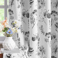 FMFUNCTEX 100% Blackout Floral Curtains 84 Inches Long for Bedroom, Black and White Leaf Drapes for Living Room, Farmhouse Rod P