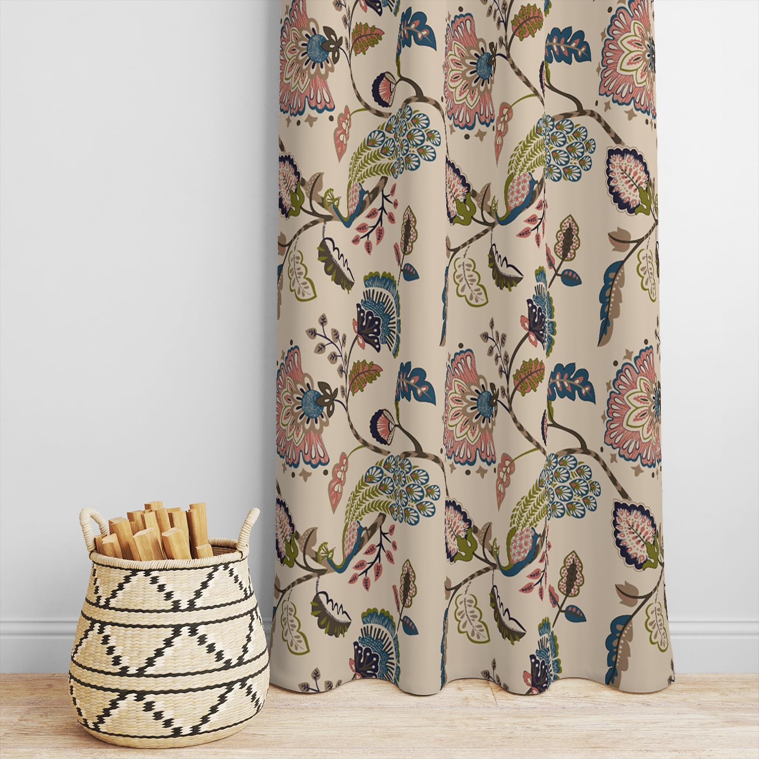 Decomizer Flower Opaque Super Soft Brushed Microfiber Cotton Door Curtains,48X84(Inches) 7 Feet,Living Room,Grommet Curtain Pane