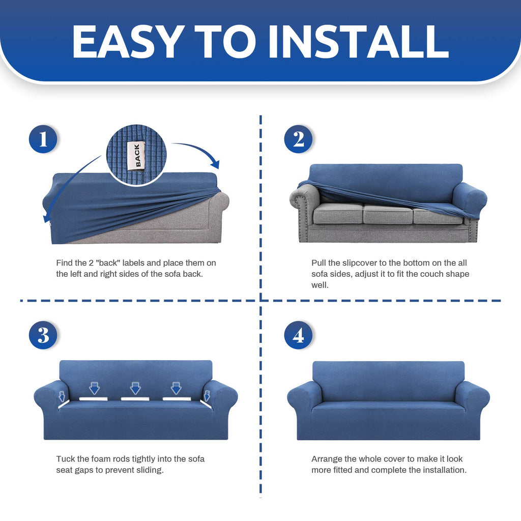 Kekuou Stretch Sofa Cover Slipcover ,Couch Covers For 3 Cushion Couch Sofa Pet Friendly (79'-94') Furniture Protector Sofa Wit