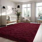 Larhom Burgundy Fluffy Area Rugs For Living Room Bedroom,8X10 Feet Ultra Soft Indoor Modern Plush Fuzzy Rug, Thickened Carpet Fo