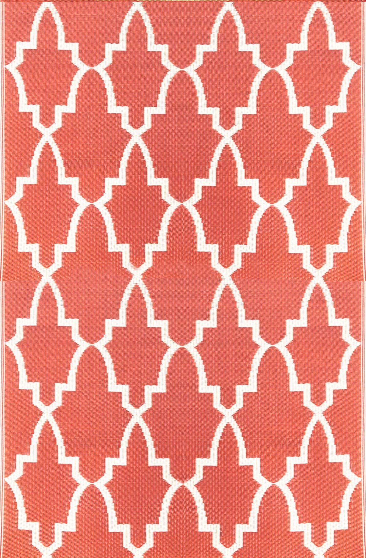 Mad Mats Geometric Outdoor Rug, Reversible Plastic Mat (5' X 8', Casa Blanca - Stone/White)