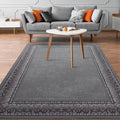 Antep Rugs Alfombras Bordered Modern 8x10 Non-Slip (Non-Skid) Low Pile Rubber Backing Indoor Area Rug (Gray, 710 x 10)