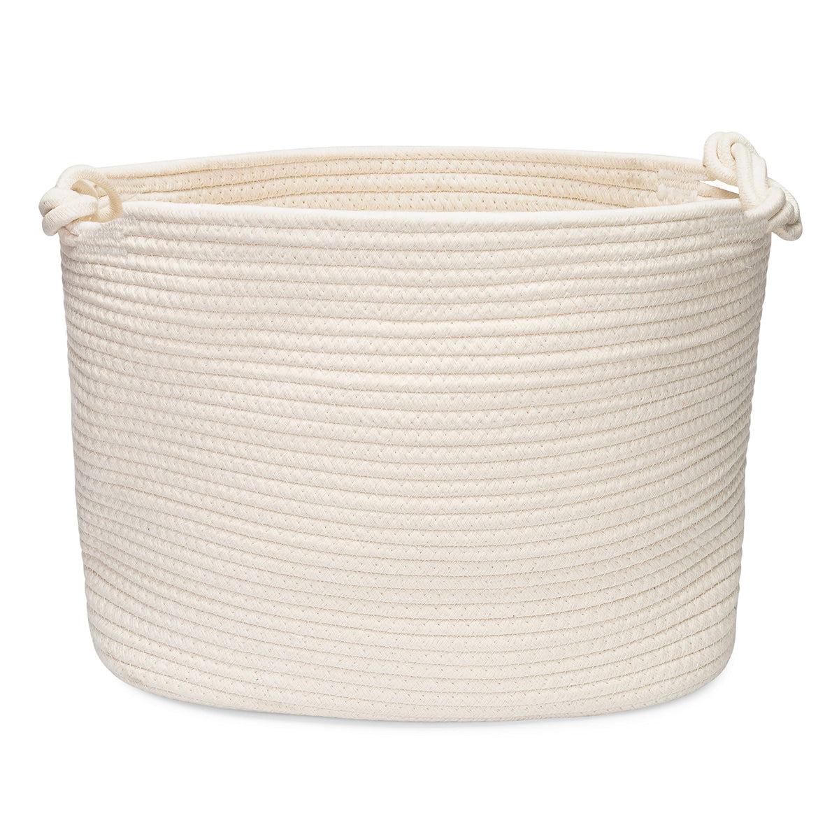 Parker Baby Co. Rope Storage Cube, Rope Basket with Knot Handles  White