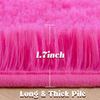 Junovo Round Rug 5X5 Feet Fluffy Soft Area Rugs For Kids Girls Room Princess Castle Plush Shaggy Carpet Cute Circle Nursery Rug