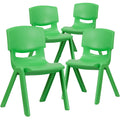 4 Pack Green Plastic Stackable School Chair with 15.5 Seat Height