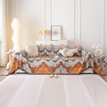 Vclife Soft Cotton Linen Couch Cover Boho Beige Caramel Blue Coffee Geometry Jacquard Sofa Cover Pet Friendly Couch Cover For 2-