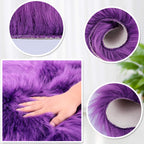 Mudder 2 Pieces Heart Shaped Rug Faux Room Fluffy Carpet Heart Shaped Door Mat For Room Bedroom, 12 X 16 Inch(Purple)