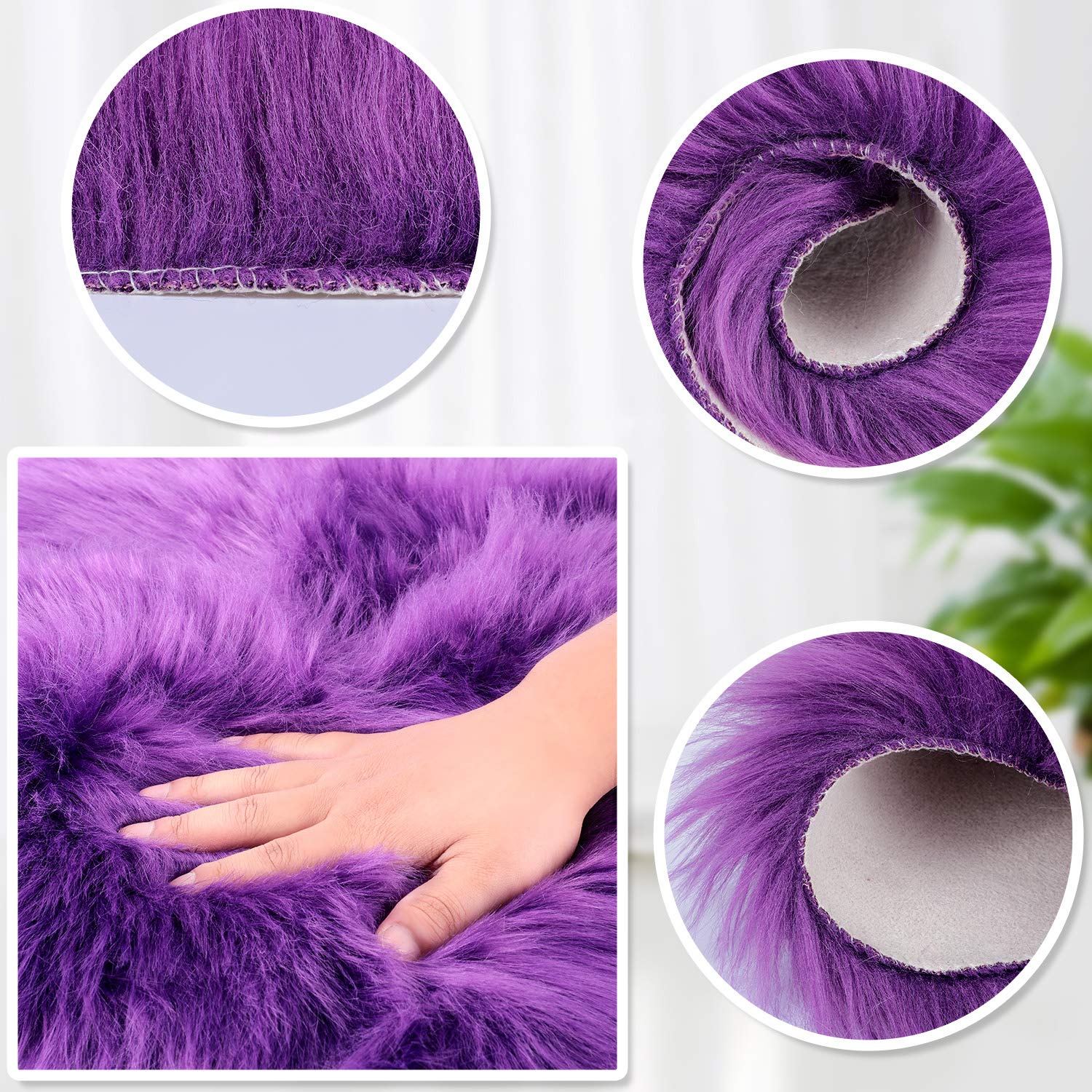 Mudder 2 Pieces Heart Shaped Rug Faux Room Fluffy Carpet Heart Shaped Door Mat For Room Bedroom, 12 X 16 Inch(Purple)
