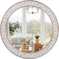 fuxuiwy 20 Round Rustic Mirror Wooden Frame Circle Mirrors, Distressed Wall Mounted Mirror for Bathroom, Bedroom, Living Room, E