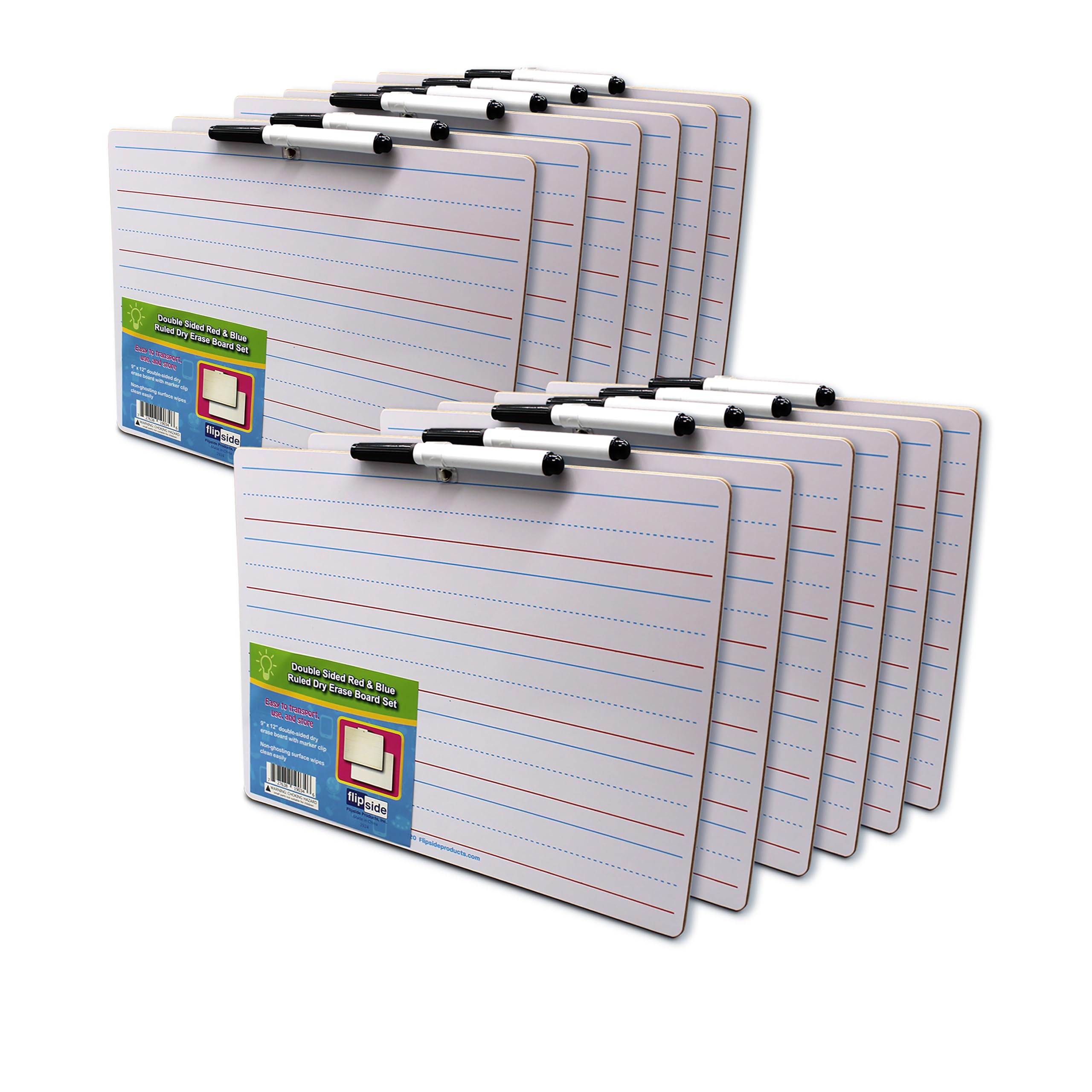 9 X 12 Two Sided Red & Blue Ruled/Dry Erase With Attached Marker Class Pack 12