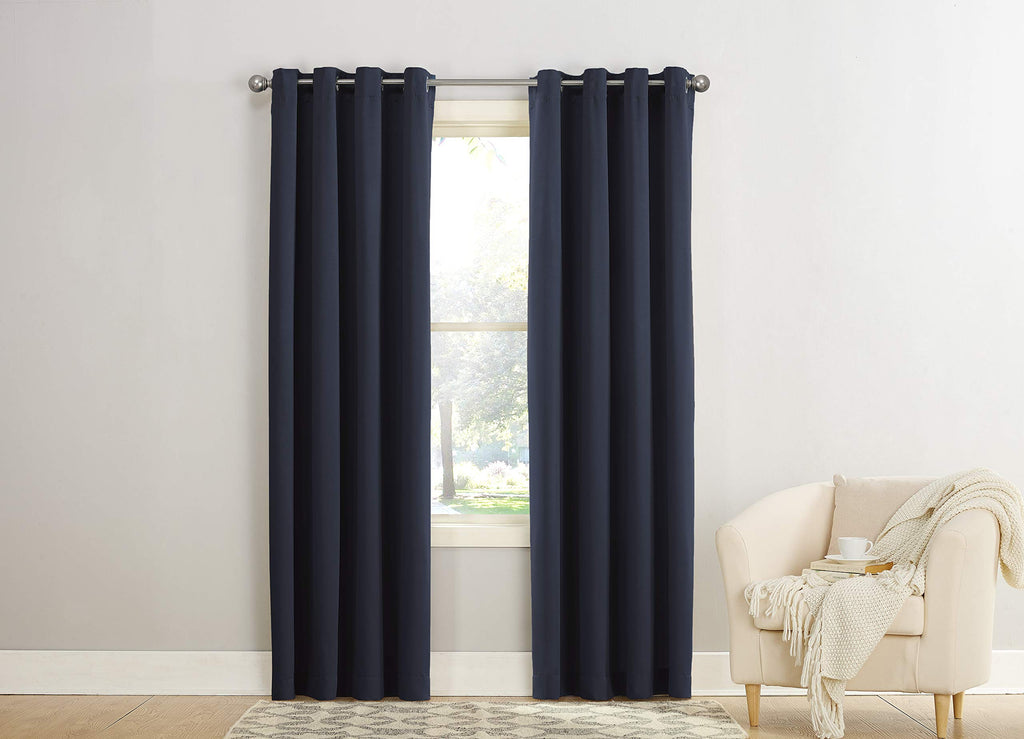 Sun Zero Barrow 2-Pack Energy Saving Grommet Curtain Panel Pair, 54'' X 84, Navy Blue