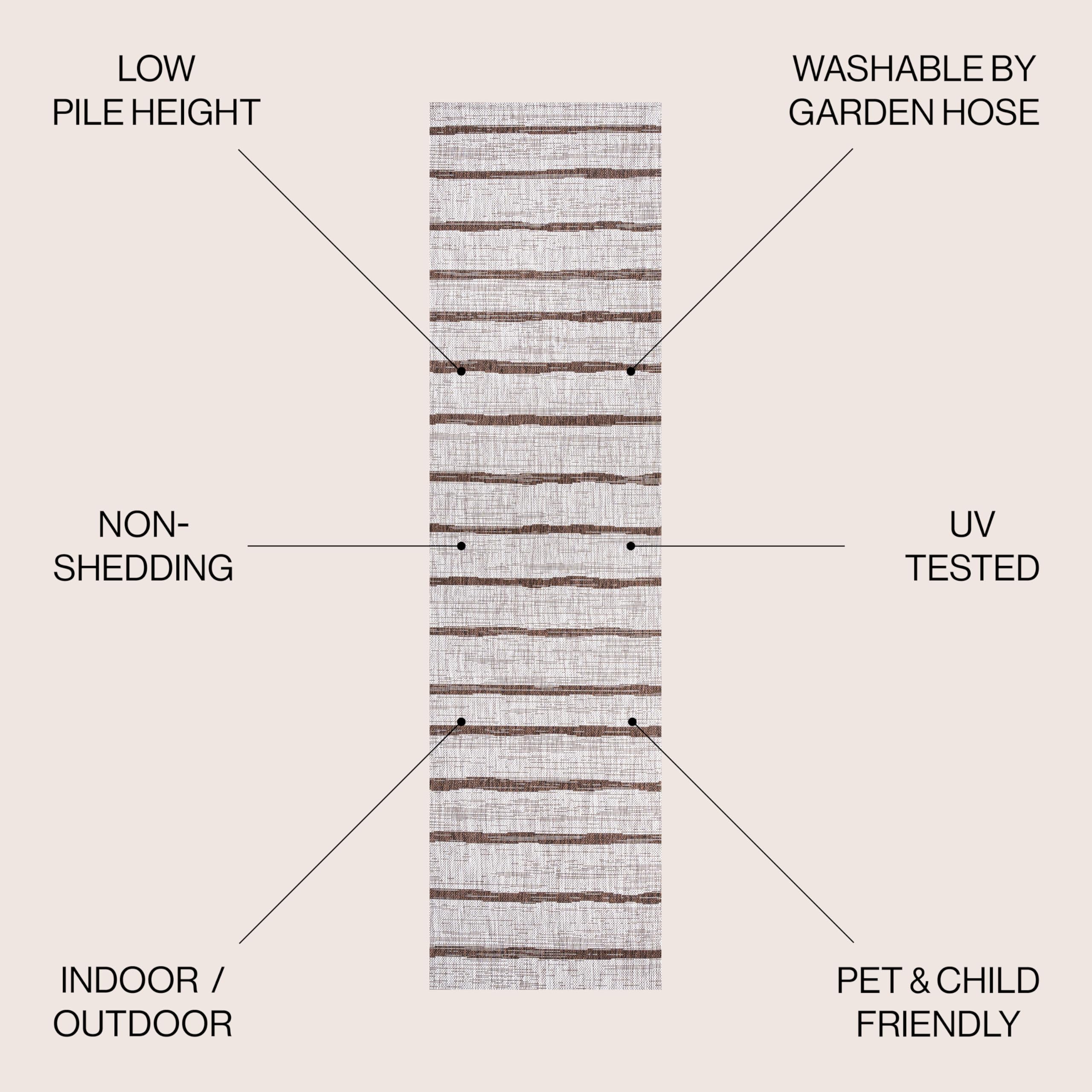 Jonathan Y Smb125A-4 Colonia Berber Stripe Indoor Outdoor Area-Rug Bohemian Contemporary Easy-Cleaning Bedroom Kitchen Backyard Patio Non Shedding, 4 X 6, Beige/Brown