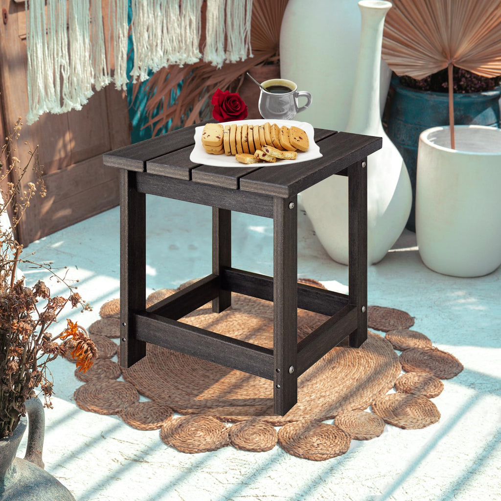 Lzrs Adirondack Square Outdoor Side Table, Pool Composite Patio Table,Hdpe End Tables For Backyard,Pool, Indoor Companion, Easy Maintenance & Weather Resistant(Brown Mixture)