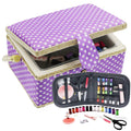 D&D Sewing Basket with Sewing Kit, Sewing Box Organizer with Accessories, Sewing Supplies Storage with Sewing Tools Set (Purple,