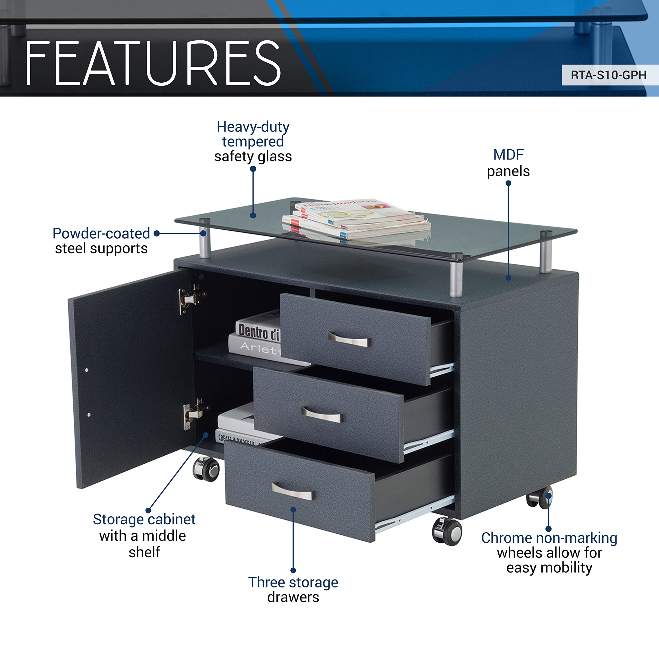 Techni Mobili Rolling Storage Cabinet - Thumbnail 4