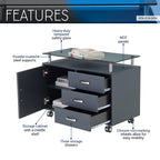 TECHNI MOBILI Rolling Storage Cabinet With Frosted Glass Top. Color: Graphite