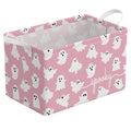 Halloween Spooky Basket Pink Ghost Storage Bin with Handles (Pink White)