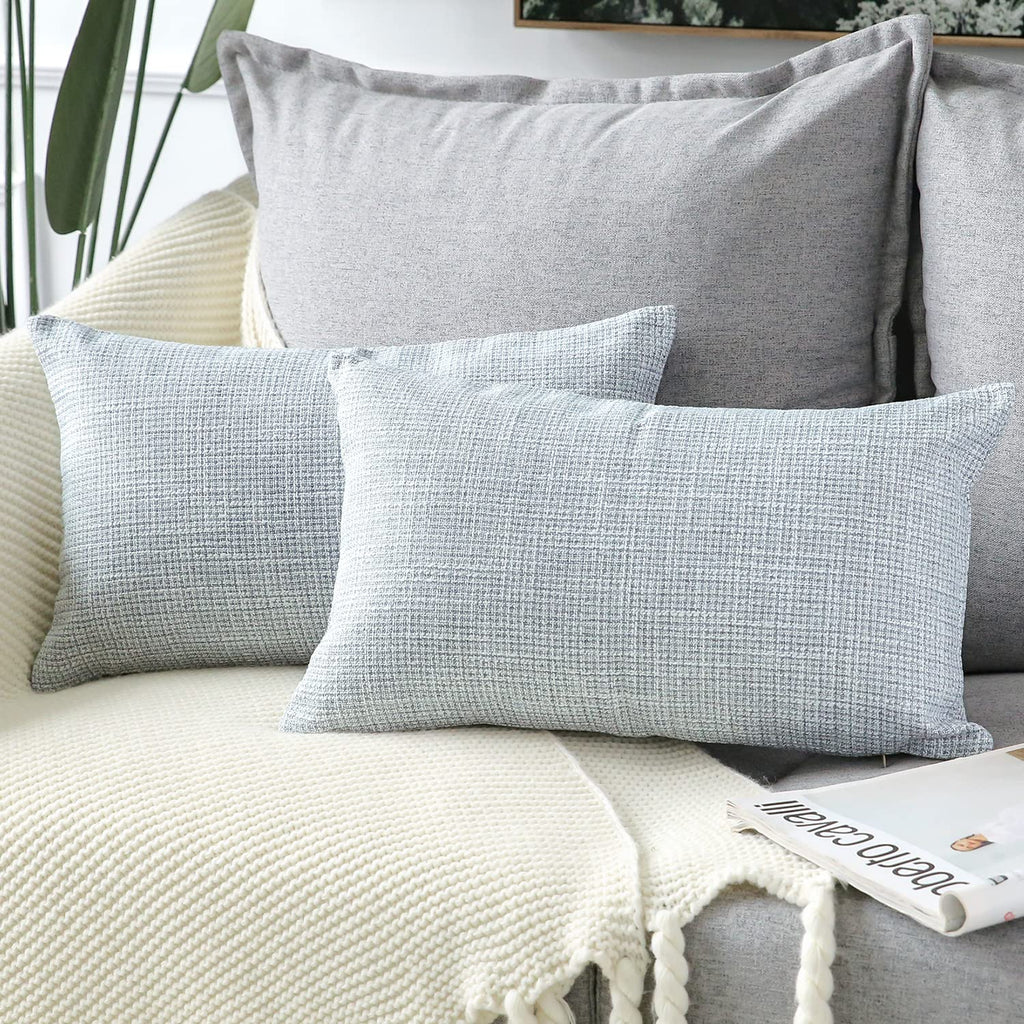 Otostar Linen Throw Pillow Covers Set Of 2 Decorative Square Pillowcases Cushion Covers 16X24 Inch For Home Decor Sofa Bedroom Car 40 X 60 Cm Blue Grey