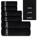 Peryiter 6 Pack Cotton Black Farmhouse Decorative Bath Towels Set, Soft and Absorbent, Contains 2 Bath Cloth, 2 Hand Cloth and 2