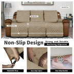 Easy-Going Oversized Recliner Sofa Cover, Reversible Couch Cover For 3 Seat Recliner, Split Sofa Cover For Each Seat With Elastic Straps For Kids, Dogs, Pets (3 Seater, Beige/Beige)