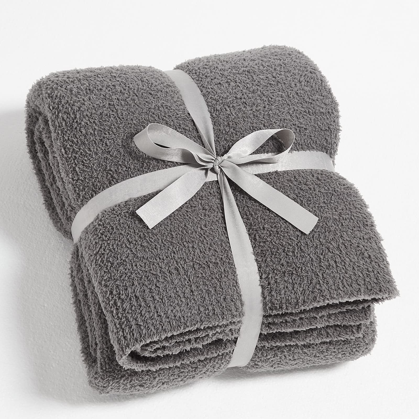 Cymula Super Soft Knit Throw Blanket Twin Size Dark Grey-Lightweight Plush Fuzzy Fluffy Warm Cozy Blankets And Throws For Sofa B