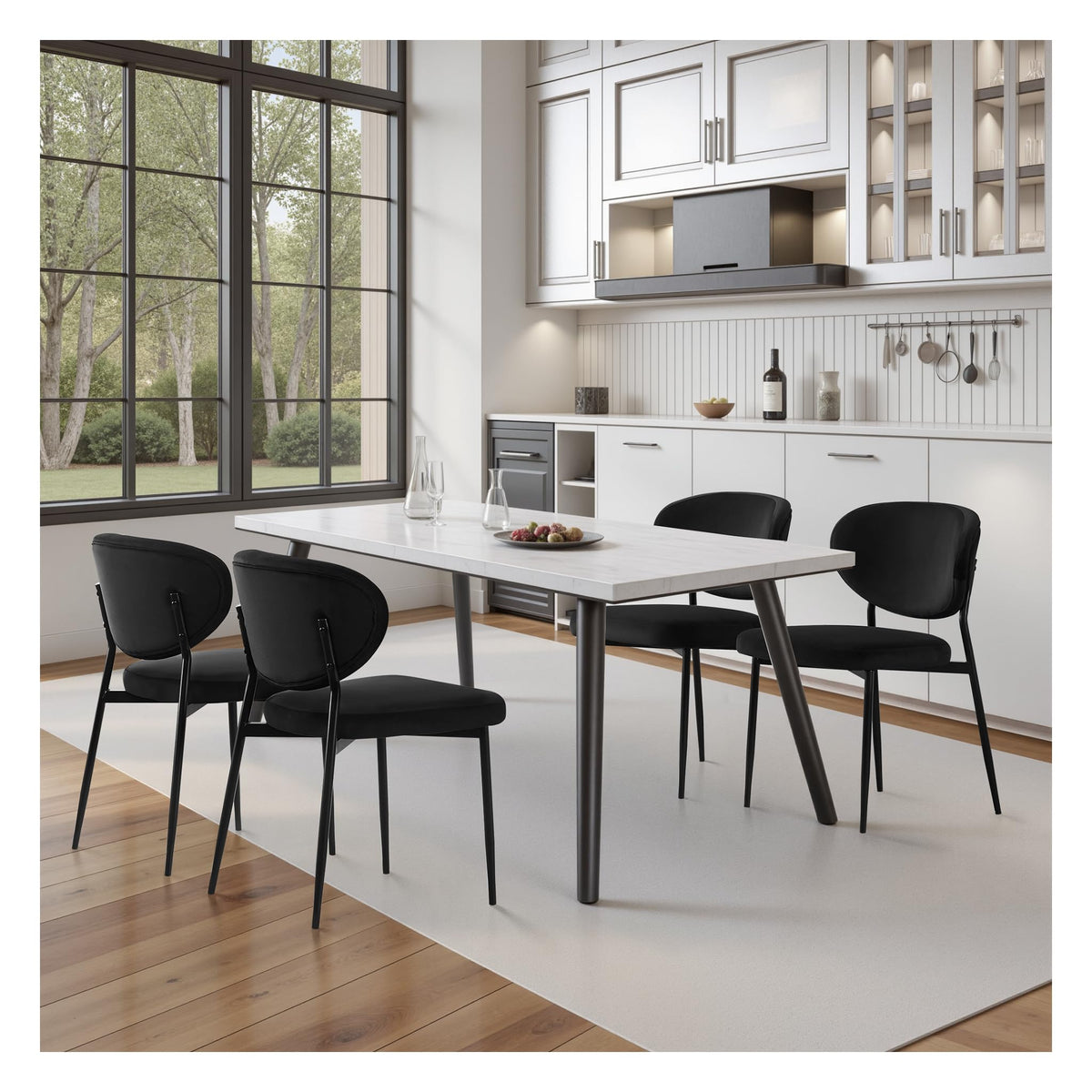 Stoolink Black Dining Room Chairs Set Of 6 Velvet 58D Memory Foam Upholstered Dining Chairs With Ergonomic Back & Swivel Levelin
