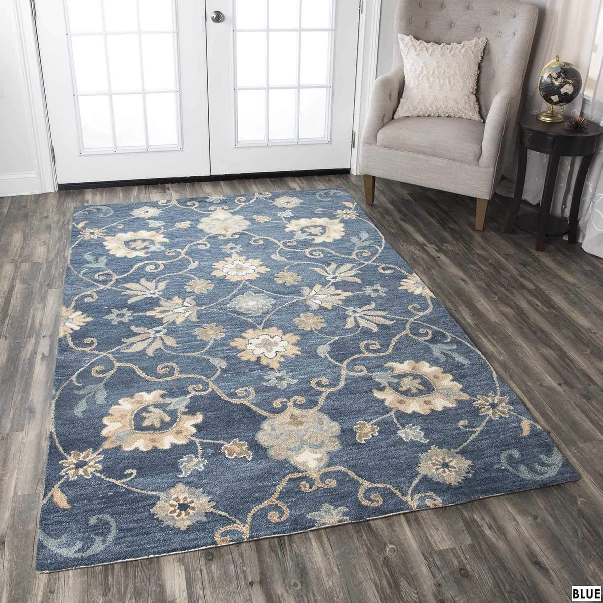 Rizzy Home Alora Decor Napoli 8' X 10' Traditional Motifs Blue/Ivory Hand-Tufted Area Rug