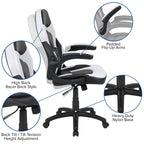 Flash Furniture Red Gaming Desk And White/Black Racing Chair Set With Cup Holder And Headphone Hook