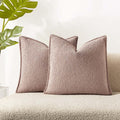 Juspurbet Pink Boucle Throw Pillow Covers 22X22 Inch Set Of 2 For Couch Bedroom Sofa Living Room Decorative Soft Thick Textured