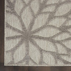 Nourison Aloha Indoor/Outdoor Floral Silver Grey 3'6' X 5'6' Area Rug, (4' X 6')