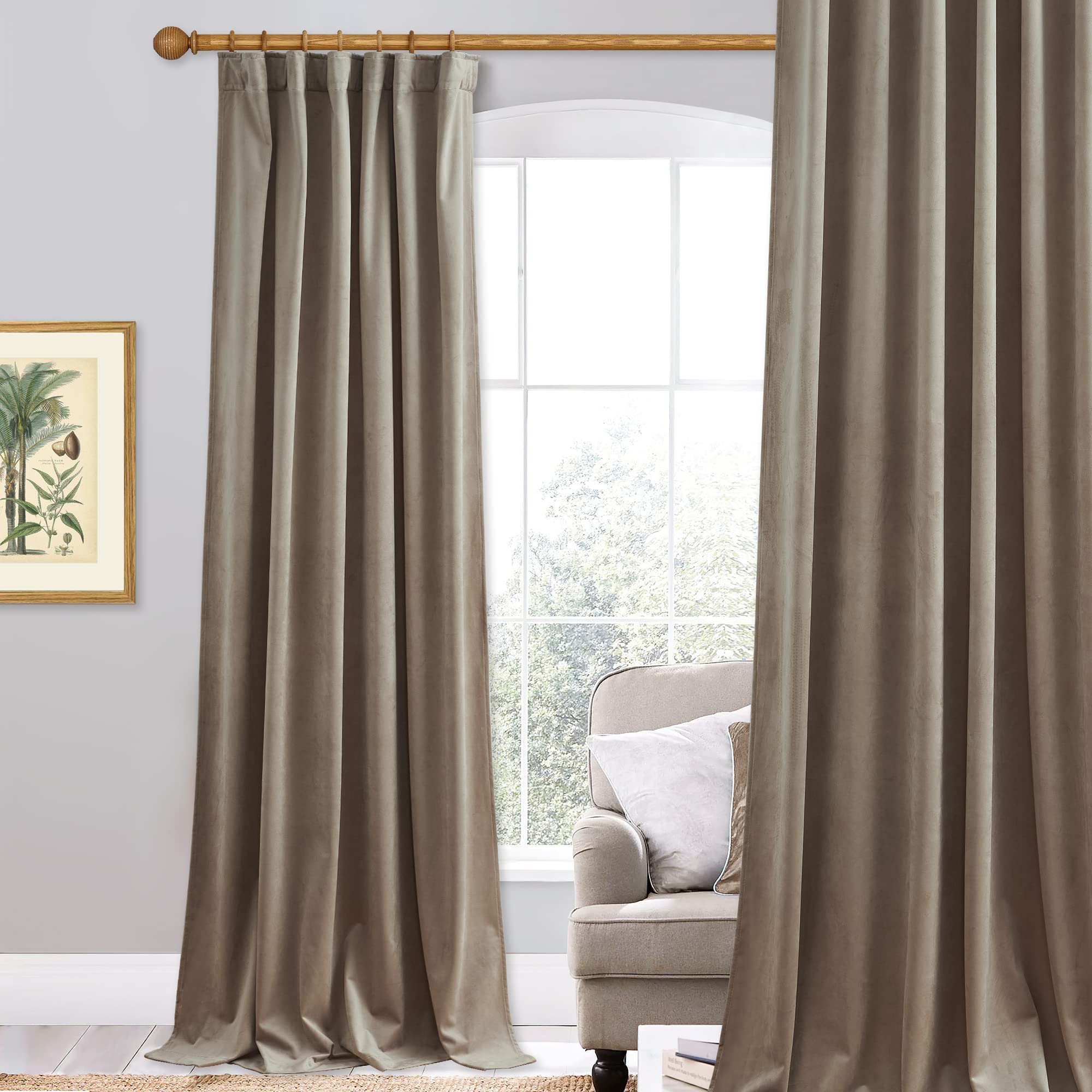 Stangh Camel Beige Bedroom Curtains Velvet, Room Darkening Privacy Protect Drapes For Sliding Door, Back Tab Luxury Home Decorat