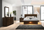 Coaster Home Furnishings Jessica Contemporary 4-Piece Bedroom Set Queen Size LED Panel Bed Frame 43-inch Headboard Cappuccino 200711Q-S4