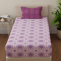 Huesland By Ahmedabad Cotton 144 Tc Single Cot Bedsheet Cotton With 1 Pillow Cover | Mandala | Pink & Magenta